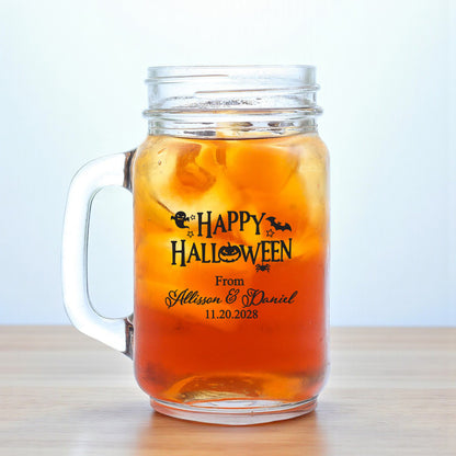 Happy Halloween Personalized Mason Glass Mug (Set of 18)