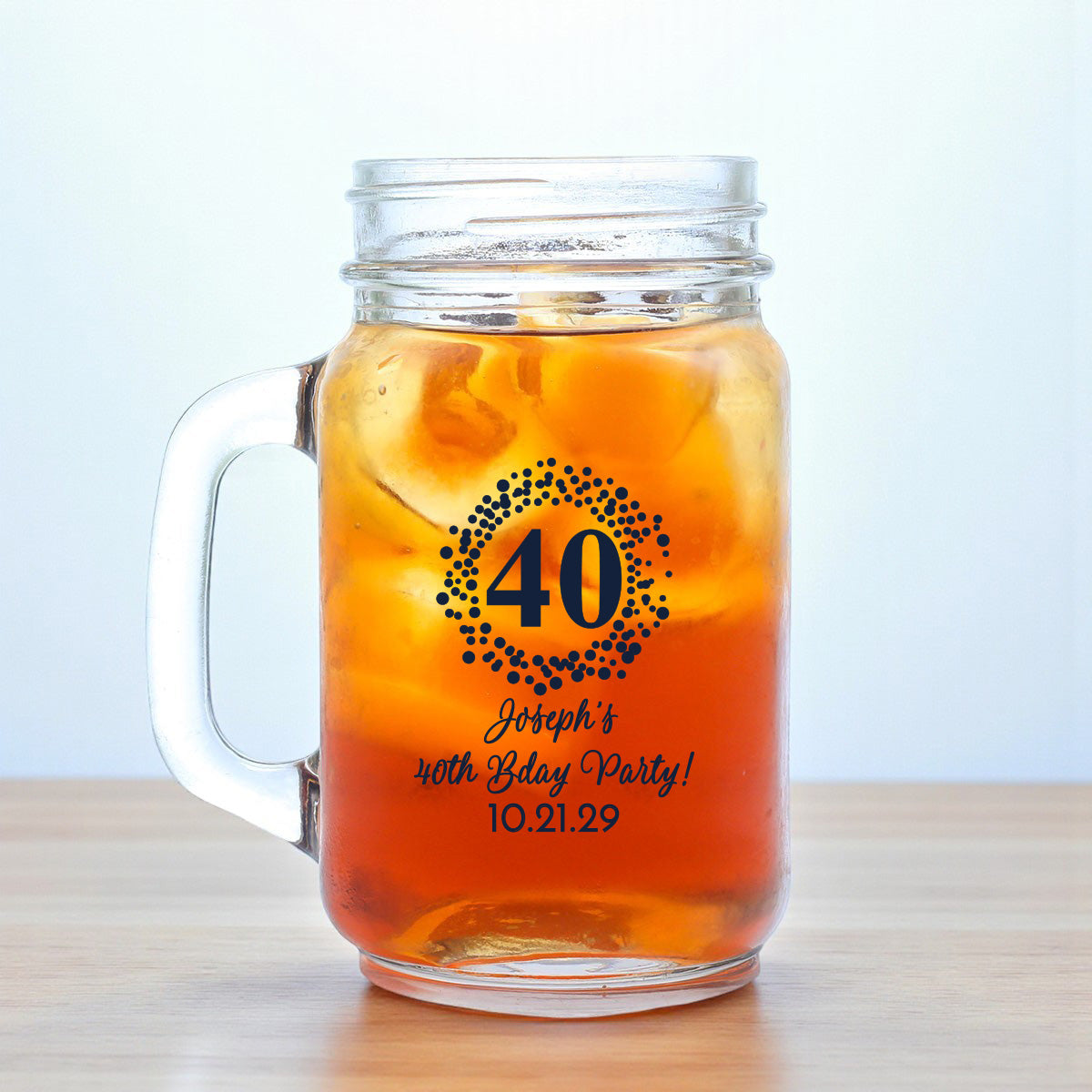 40th Birthday Personalized Mason Glass Mug (Set of 18)