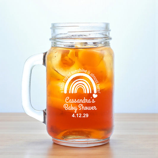 A Little Ray Of Sunshine Personalized Mason Glass Mug (Set of 18)