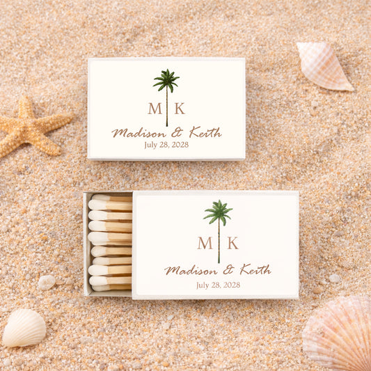 Palm Tree Monogram Personalized Matches (Set of 50)