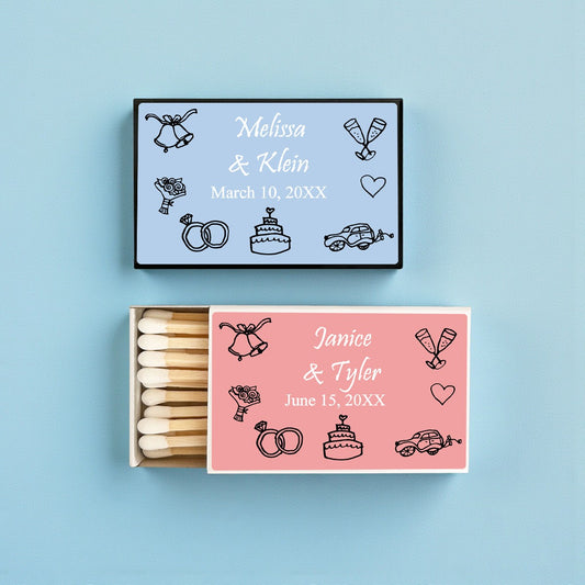 Wedding Icons Personalized Matches (Set of 50)
