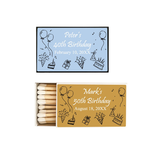 Birthday Party Personalized Matches (Set of 50)