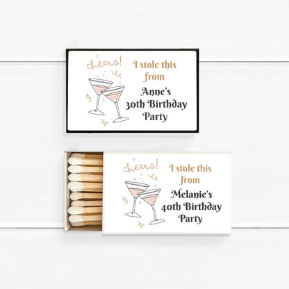 Cheers Cocktail Birthday Personalized Matches (Set of 50)