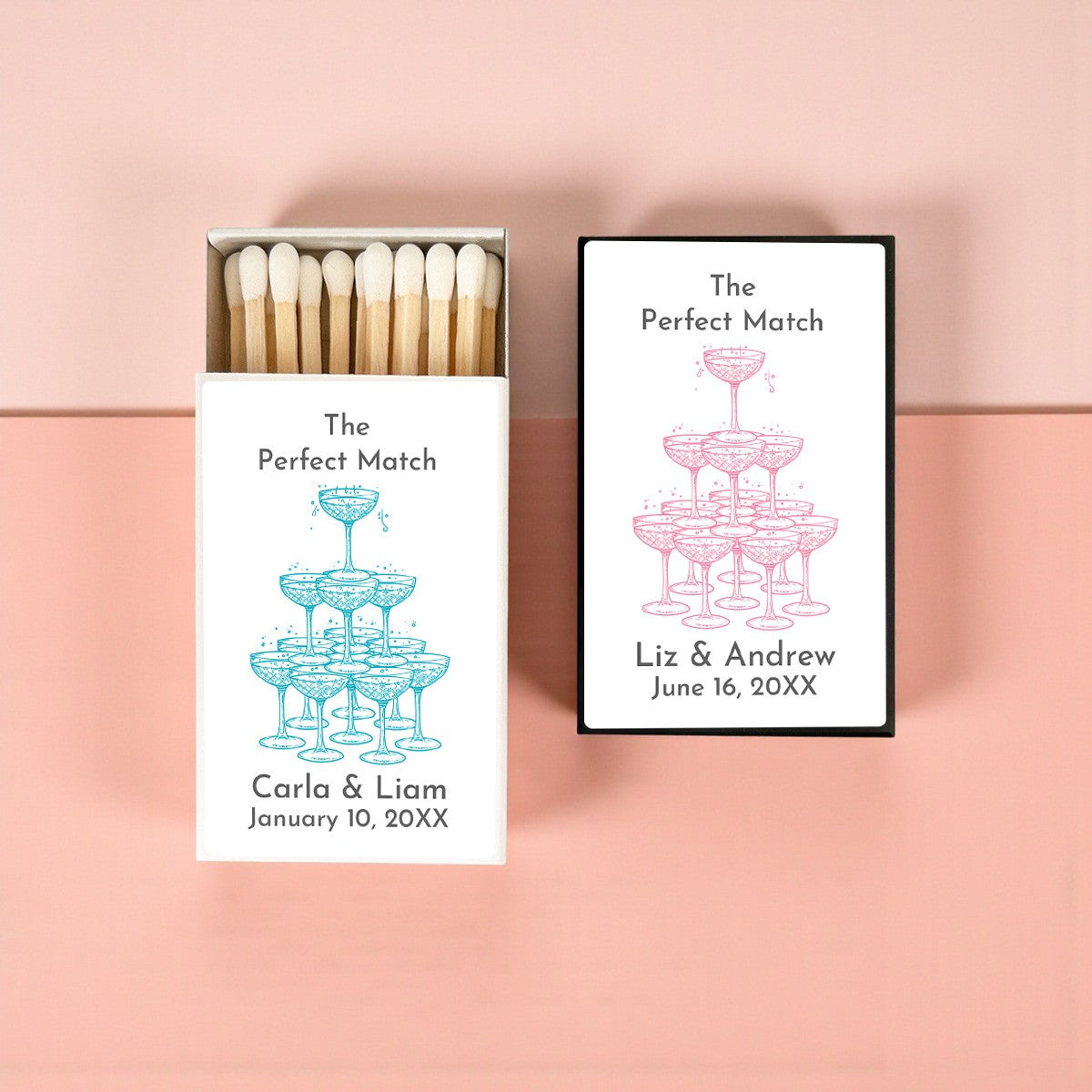 Champagne Tower Personalized Matches (Set of 50)