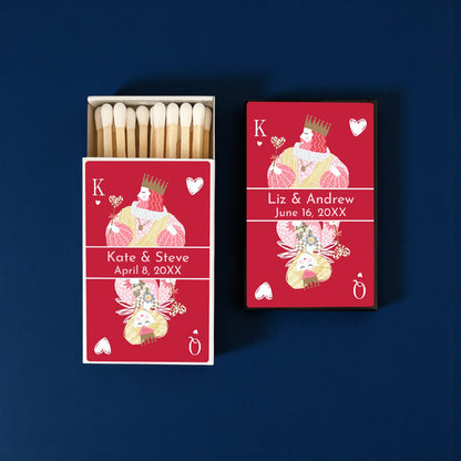 King and Queen of Hearts Personalized Matches (Set of 50)