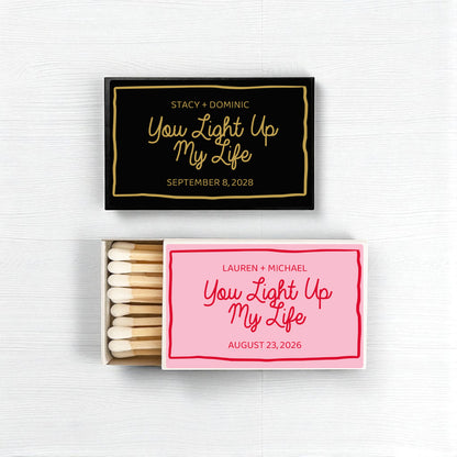You Light Up My Life Handwritten Personalized Matches (Set of 50)