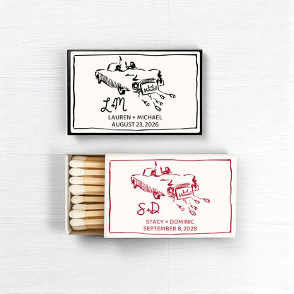 Just Married Getaway Car Personalized Matches (Set of 50)