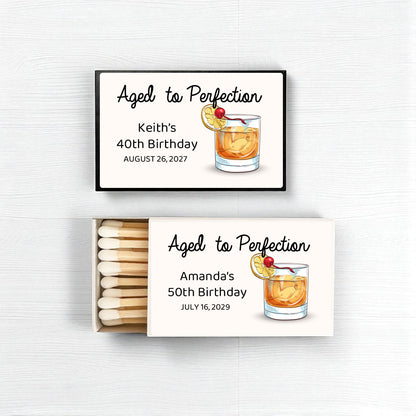 Aged to Perfection Old Fashioned Personalized Matches (Set of 50)