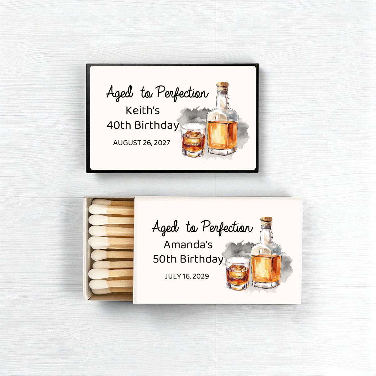 Whiskey Watercolor Personalized Matches (Set of 50)