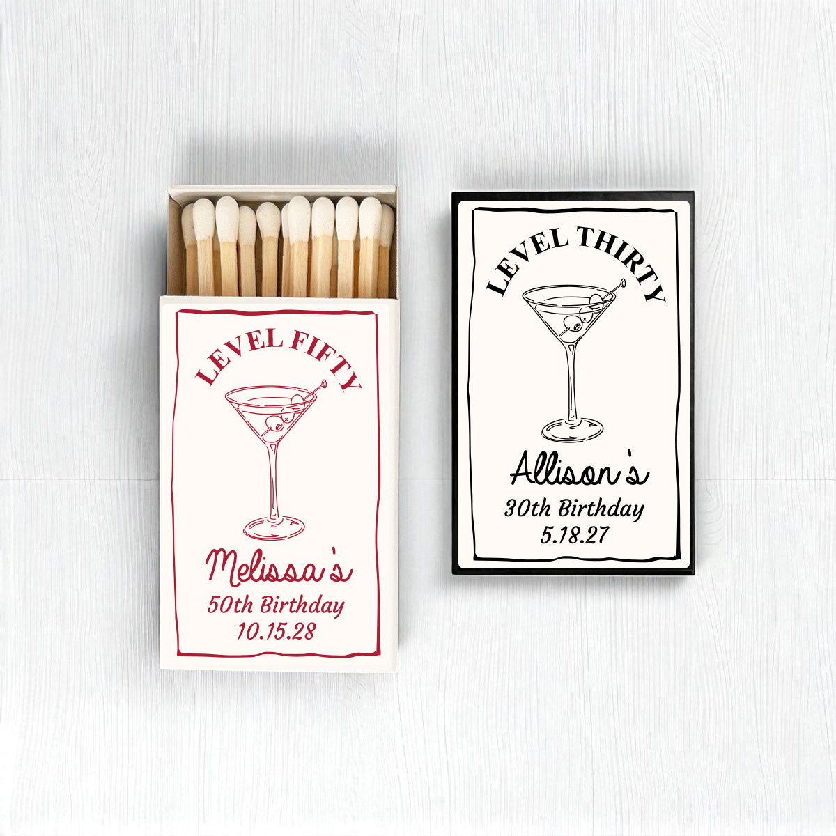 Martini Drawing Personalized Matches (Set of 50)