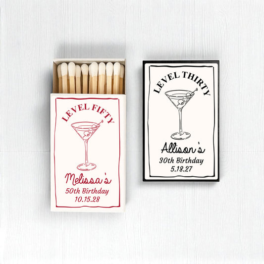 Martini Drawing Personalized Matches (Set of 50)