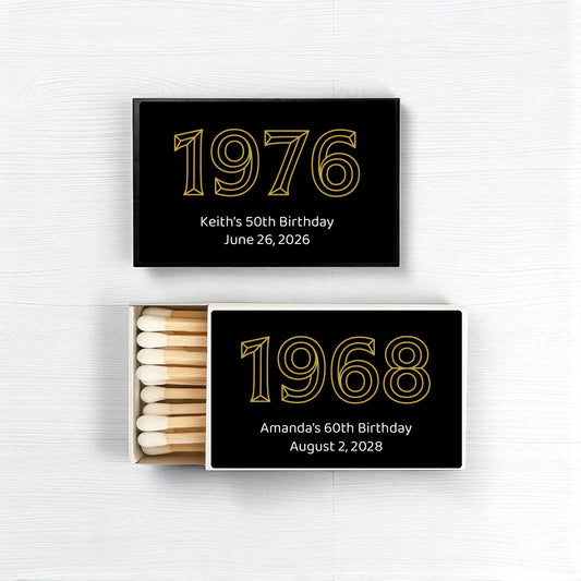 Golden Year Personalized Matches (Set of 50)