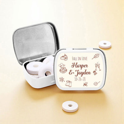 Fall Drawing Personalized Empty Mint Candy Tins (Set of 12)