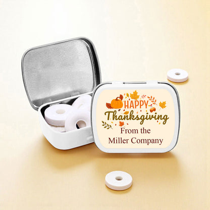 Happy Thanksgiving Personalized Empty Mint Candy Tins (Set of 12)