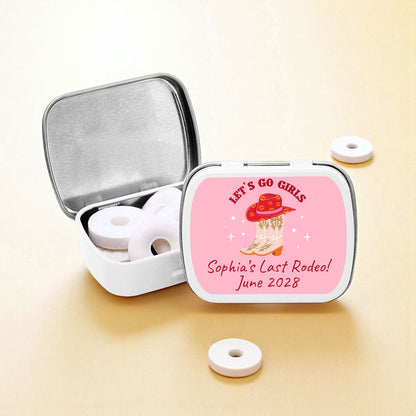 Cowgirl Personalized Empty Mint Candy Tins (Set of 12)