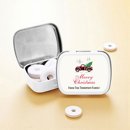Red Pickup Truck Personalized Empty Mint Candy Tins (Set of 12)