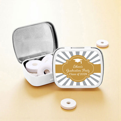 Graduation Cap Personalized Empty Mint Candy Tins (Set of 12)