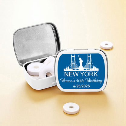 New York Personalized Empty Mint Candy Tins (Set of 12)
