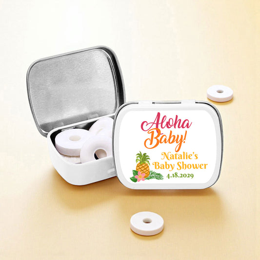 Aloha Baby Personalized Empty Mint Candy Tins (Set of 12)