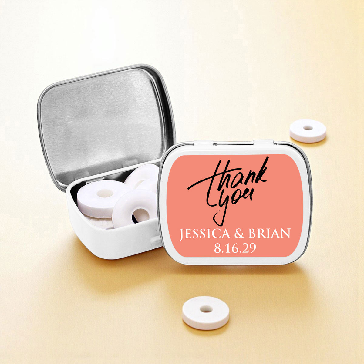 Thank You Personalized Empty Mint Candy Tins (Set of 12)