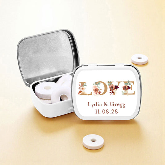 LOVE Fall Personalized Empty Mint Candy Tins (Set of 12)