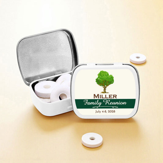 Family Reunion Tree Personalized Empty Mint Candy Tins (Set of 12)