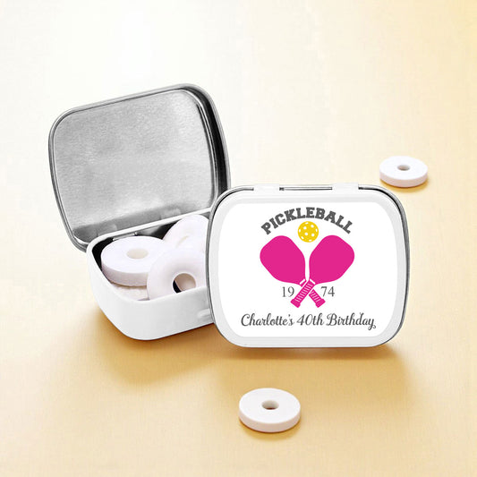 Pickleball Personalized Empty Mint Candy Tins (Set of 12)