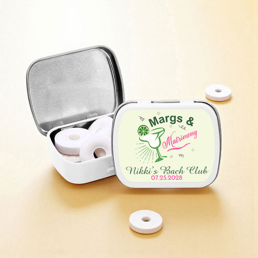 Margs & Matrimony Personalized Empty Mint Candy Tins (Set of 12)