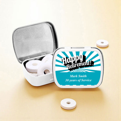 Happy Retirement Personalized Empty Mint Candy Tins (Set of 12)
