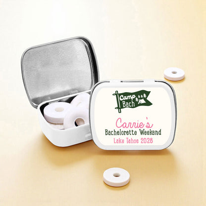 Camp Bach Personalized Empty Mint Candy Tins (Set of 12)
