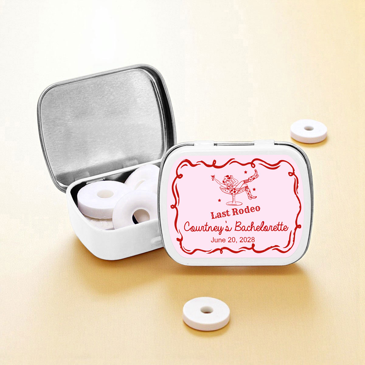 Last Rodeo Personalized Empty Mint Candy Tins (Set of 12)
