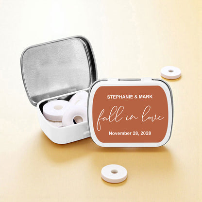 Fall In Love Personalized Empty Mint Candy Tins (Set of 12)