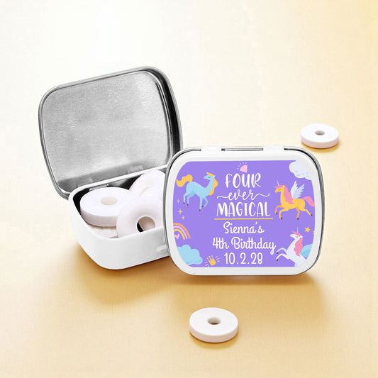 Four-Ever Magical Personalized Empty Mint Candy Tins (Set of 12)