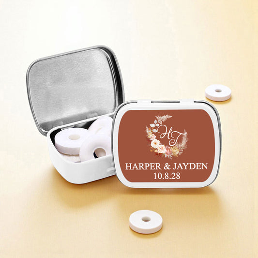 Fall Wreath Personalized Empty Mint Candy Tins (Set of 12)