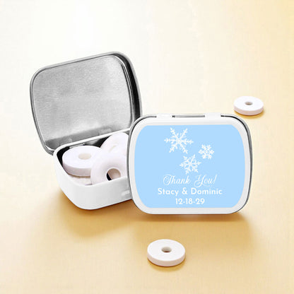 Snowflakes Personalized Empty Mint Candy Tins (Set of 12)