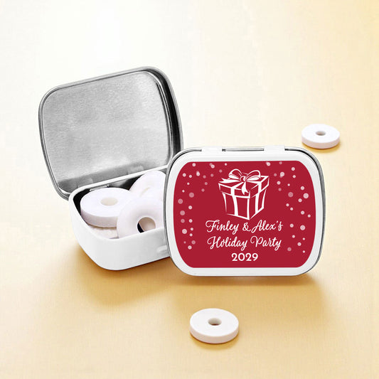 Holiday Personalized Empty Mint Candy Tins (Set of 12)