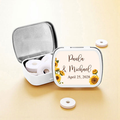 Sunflower Personalized Empty Mint Candy Tins (Set of 12)