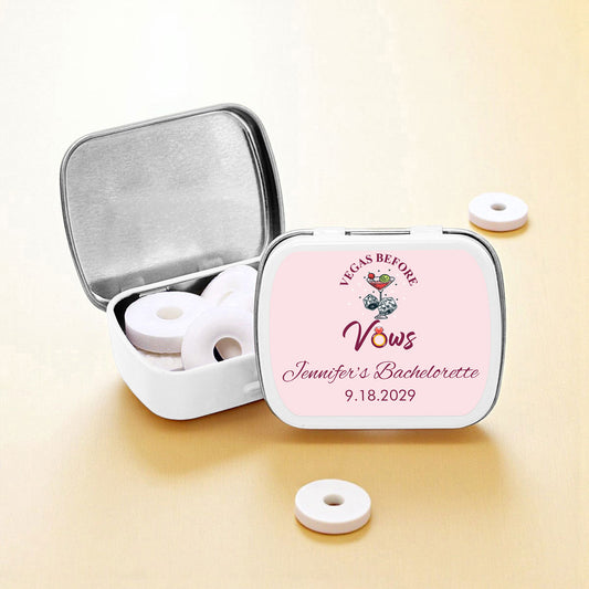 Vegas Before Vows Personalized Empty Mint Candy Tins (Set of 12)