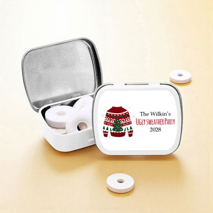 Ugly Sweater Party Personalized Empty Mint Candy Tins (Set of 12)