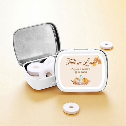 Fall Pumpkin Boho Personalized Empty Mint Candy Tins (Set of 12)