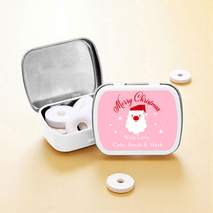 Christmas Santa Claus Personalized Empty Mint Candy Tins (Set of 12)