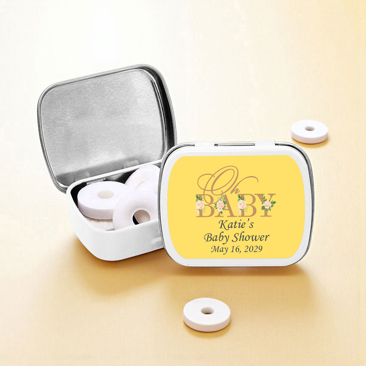 Oh Baby Personalized Empty Mint Candy Tins (Set of 12)