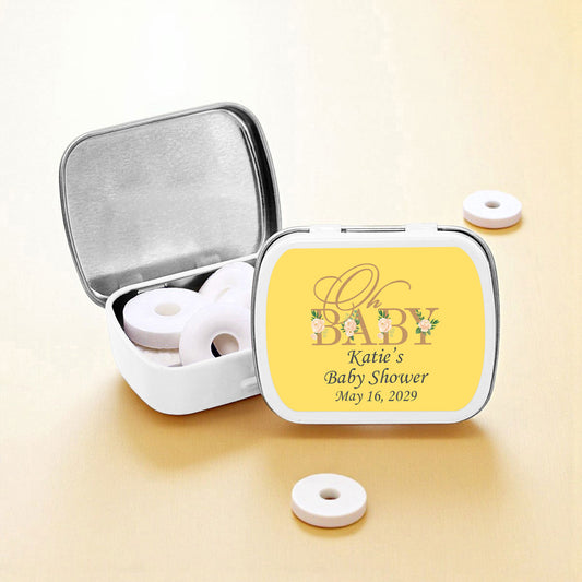 Oh Baby Personalized Empty Mint Candy Tins (Set of 12)