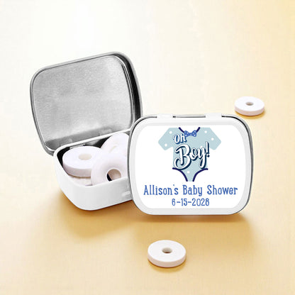 Oh Boy Personalized Empty Mint Candy Tins (Set of 12)