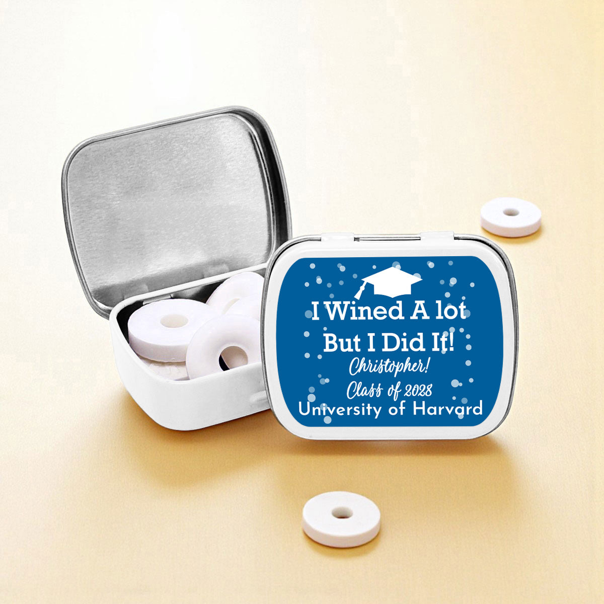 Graduation Personalized Empty Mint Candy Tins (Set of 12)