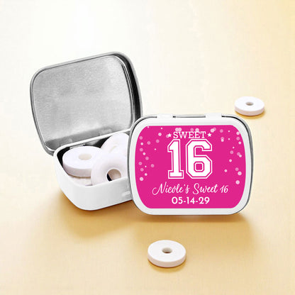 Sweet 16 Personalized Empty Mint Candy Tins (Set of 12)