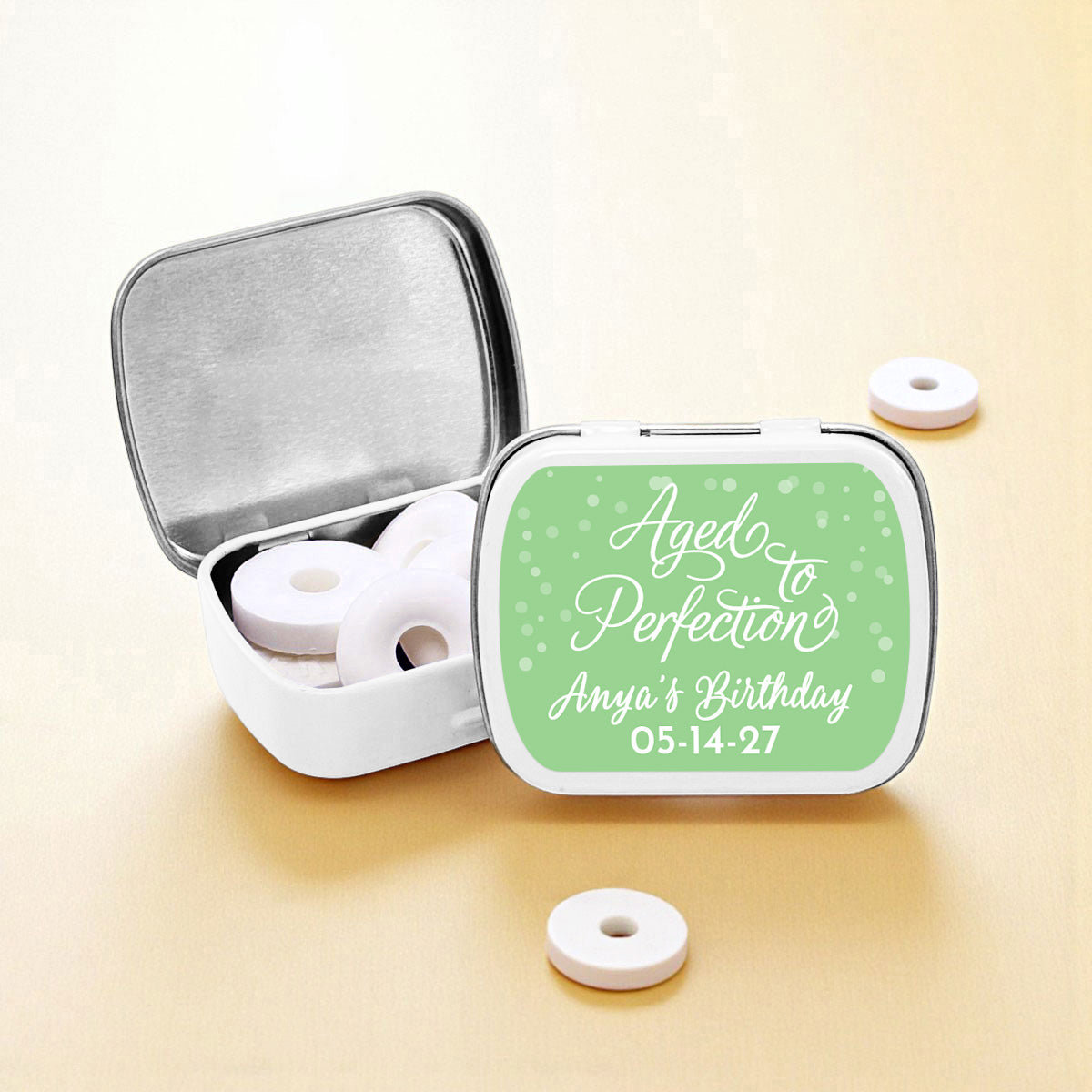 Adult Birthday Personalized Empty Mint Candy Tins (Set of 12)