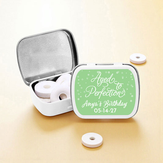 Adult Birthday Personalized Empty Mint Candy Tins (Set of 12)