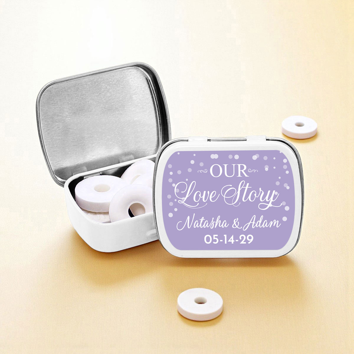 Wedding Personalized Empty Mint Candy Tins (Set of 12)