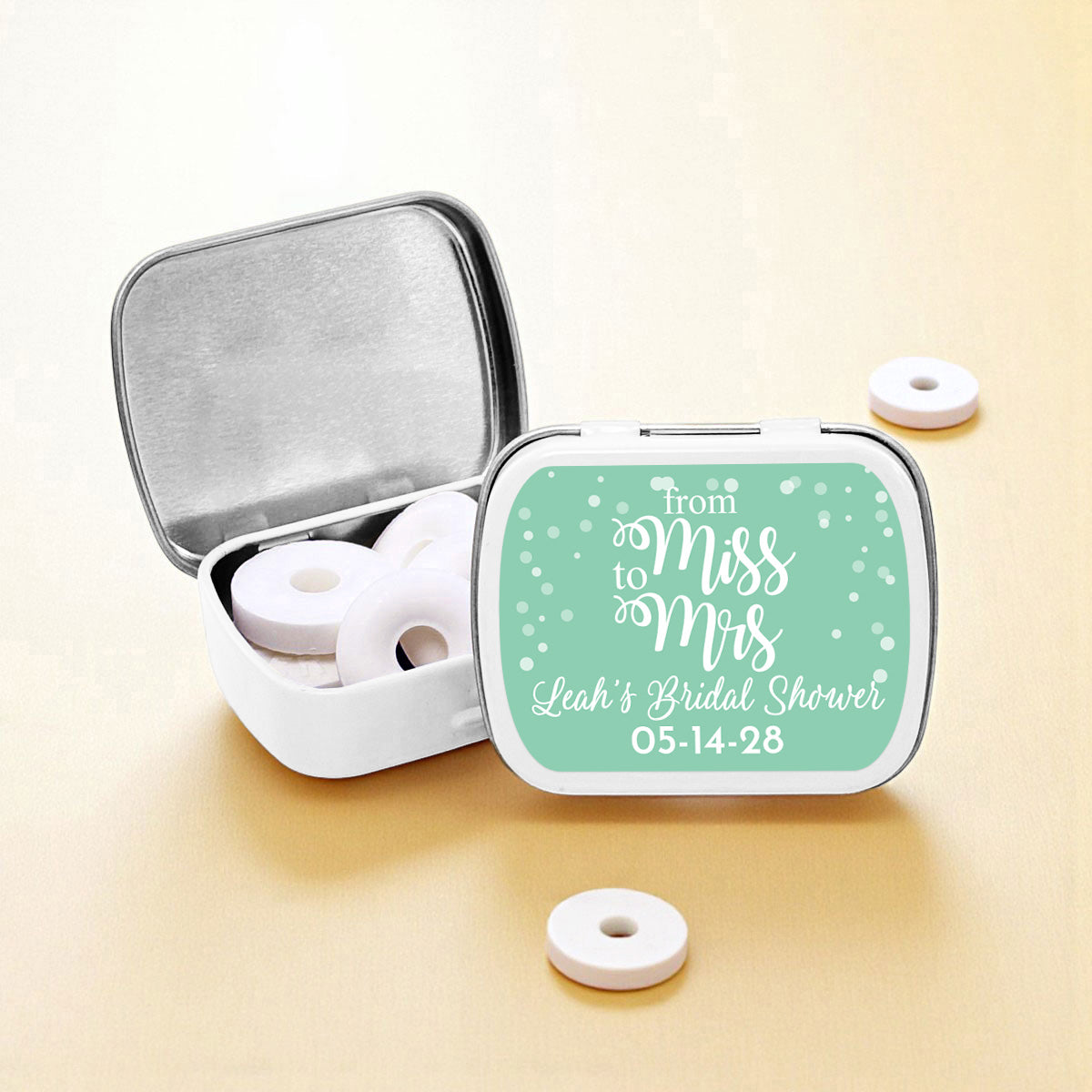 Bridal Shower Personalized Empty Mint Candy Tins (Set of 12)